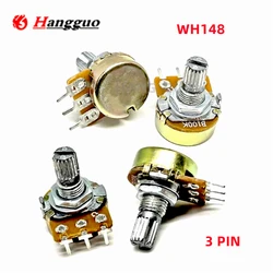 5PCS WH148 Single 3-pin B1K 2K5K10K20K 50K 100K 250K 500K 1M Handle 15MM 20MM Ohm linear taper rotating potentiometer resistor