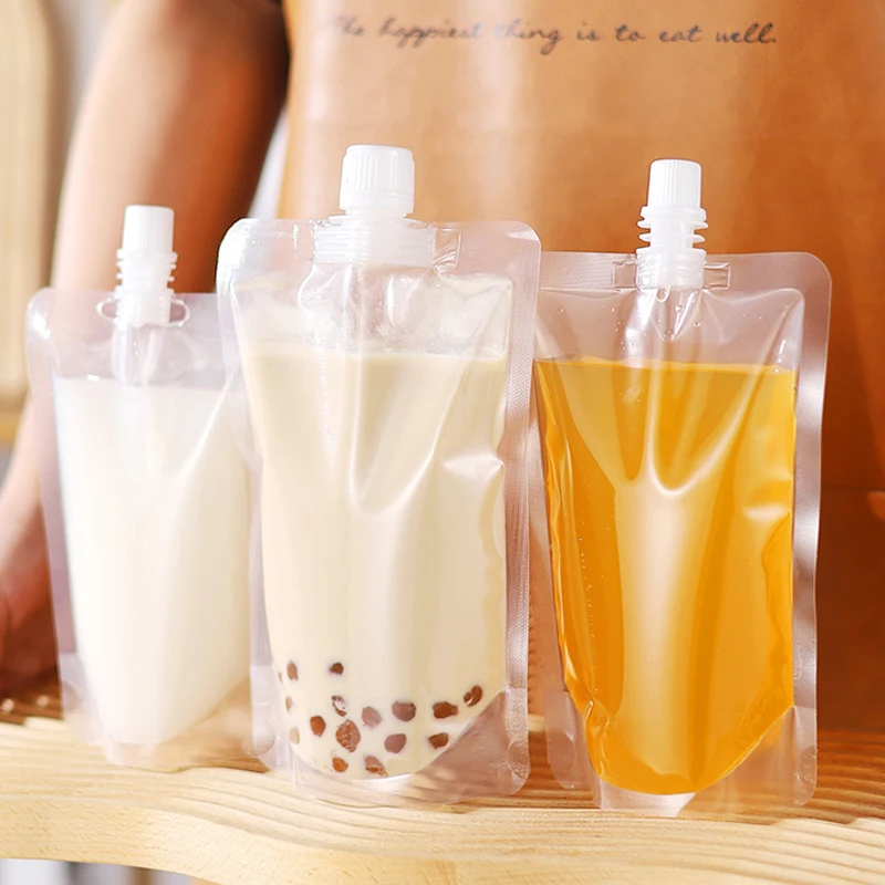 Nozzle Pouch for Fruit Juice Milk Tea Easy to Carry Printed Logo Lunch Bag