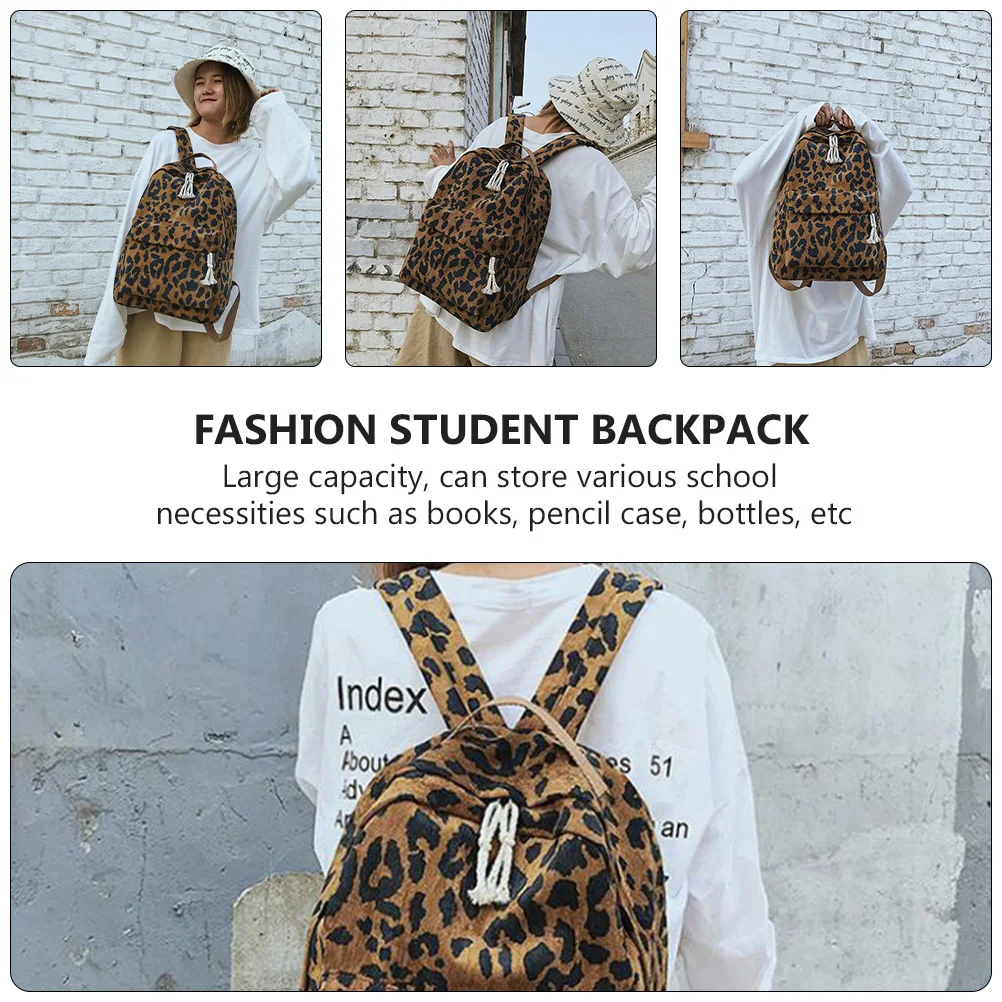 1 قطعة حقيبة ظهر الطالب ليوبارد الموضة سعة كبيرة مدرسة السفر في الهواء الطلق حقيبة مريحة دائم ليوبارد على ظهره #5
