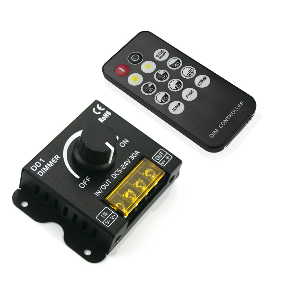 DC5V-24V CCT Контроллер светодиодного диммера 30A 720 Вт Регулируемая яркость с затемнением Светодиодная лента CCT Одноцветный контроллер Бесступенчатый диммер
