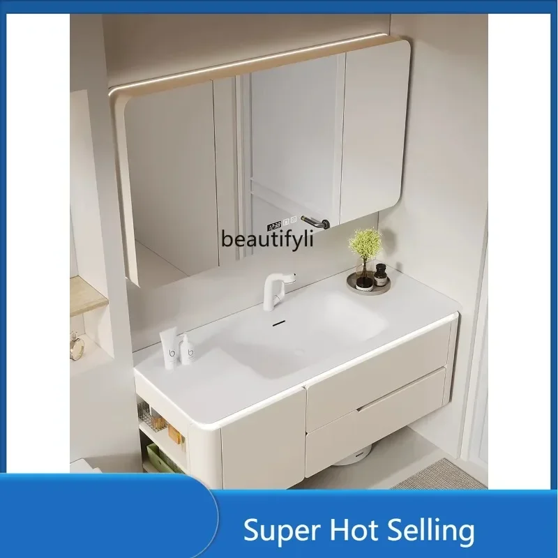 54Household Whole Washbin Bathroom Cabinet Combination Oak Paint Skin Feeling Washbasin Washstand Customization