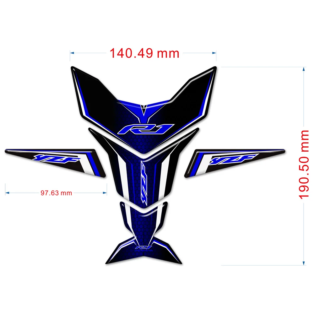 لياماها YZF-R1 YZFR1 خزان الوسادة مجموعة زيت الوقود الركبة حامي هدية الحاجز شعار شارة شعار الركبة ملصقات الشارات 2015-2020