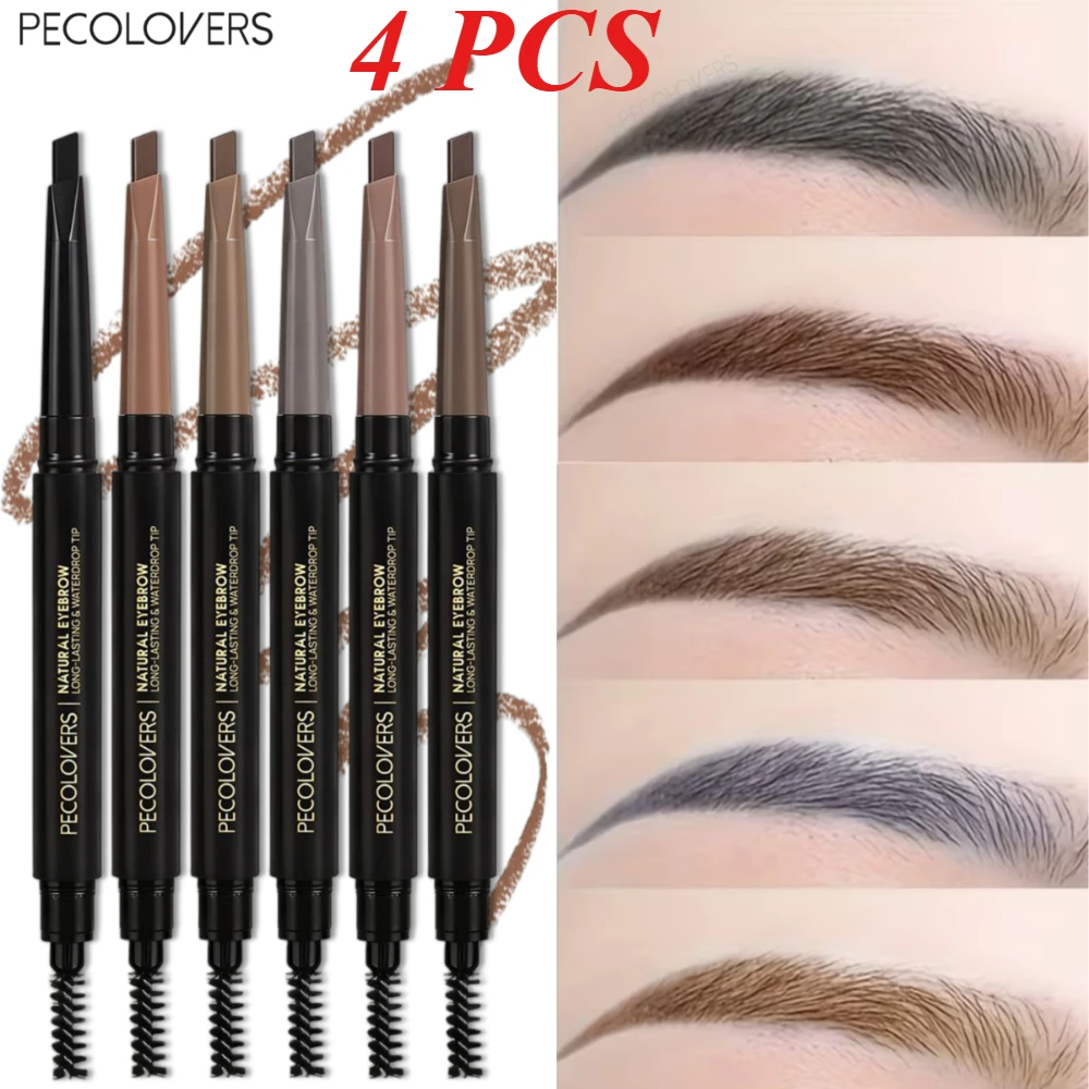 4 Pcs Dual-ended Design Eyebrow Makeup Pen, Soft Mist Effect, Fill The Color of Eyebrow, Wild EyeBrow Look, Beginner -friendly