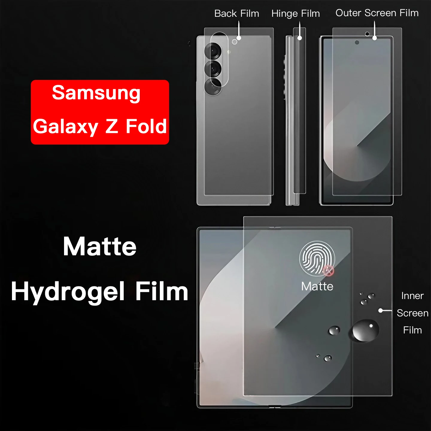 Matte Soft TPU Hydrogel Film For Samsung Galaxy Z Fold 6 5 4 3 2 5G Inner Outer Hinge Sticker Full Body Screen Protector