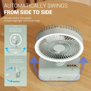 Silent Electric Fan Air Conditioning, Portable Ceiling Fan, cooling fan, house, camping, desktop, 5 modes, 4000mah 10 Main Sales Mini Wall Air Conditioning - №10