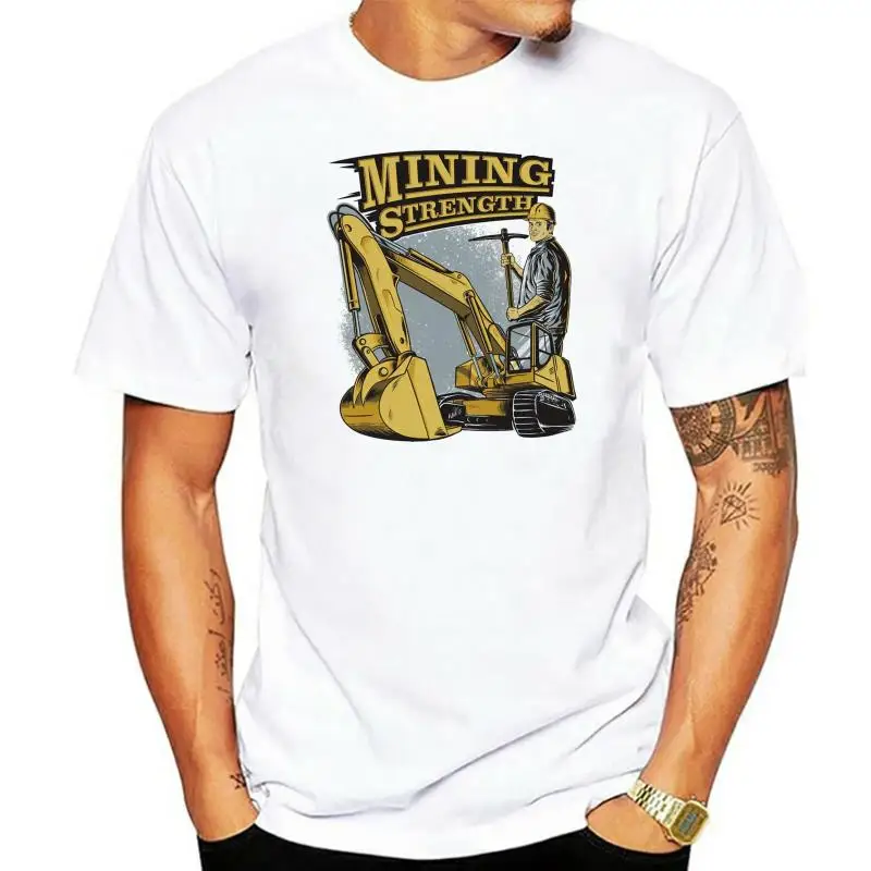 Fashion Latest T Shirts Men's Cotton Mining Strength Excavator T-Shirt Short Sleeve Heavy Equipment Operator Print Tees Clothes