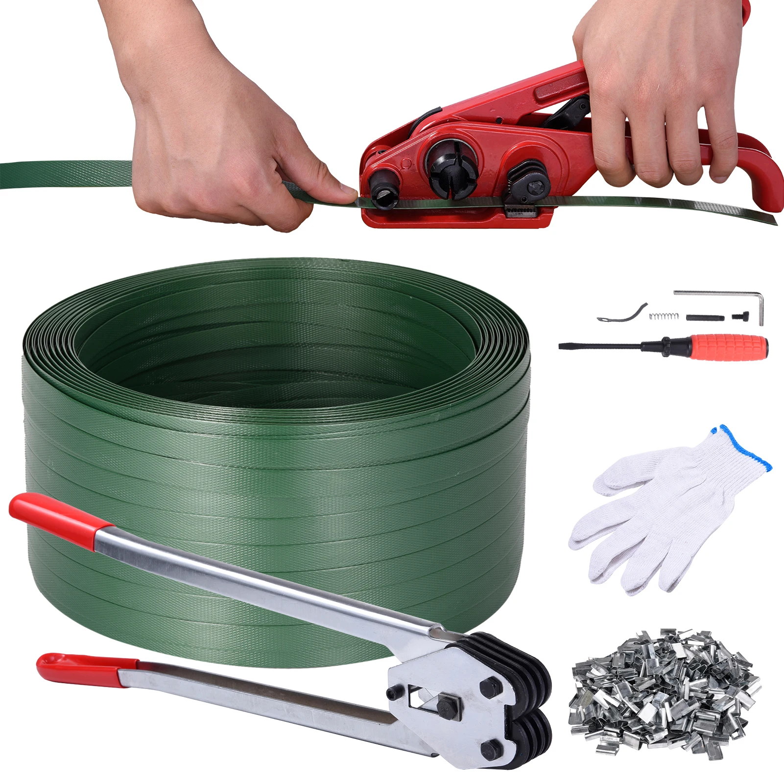 

2000Ft Heavy Duty Banding Tools for Strapping, Strapping Tensioner – Packing Tools with Gloves for Factory Home