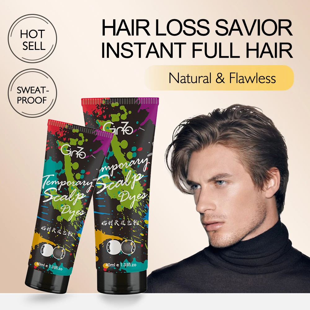 Hair Loss Concealer for Men Waterproof Scalp Cover Up Natural Black Long Lasting Hair Dye for Thinning Hair 40ML