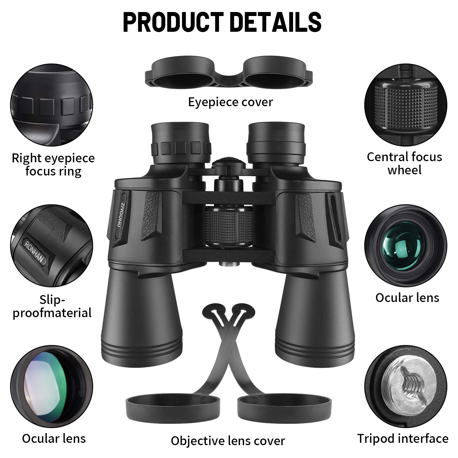 Imagem -02 - Poderoso Telescópio Profissional hd Binocular Profissional Zoom Portátil Militar Óptico Grande Angular para Caça ao ar Livre 20x50