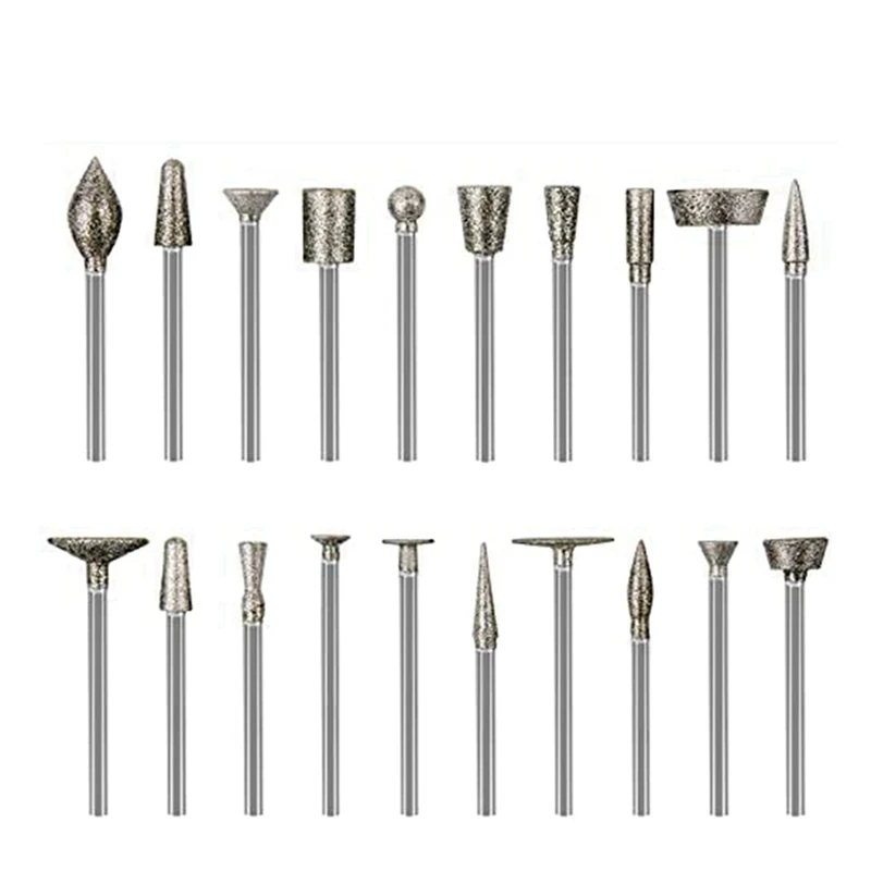 

Stone Carving Set Diamond Burr Bits,40PCS Polishing Kits Rotary Tools Accessories With 1/8 Inch Shank For Carving