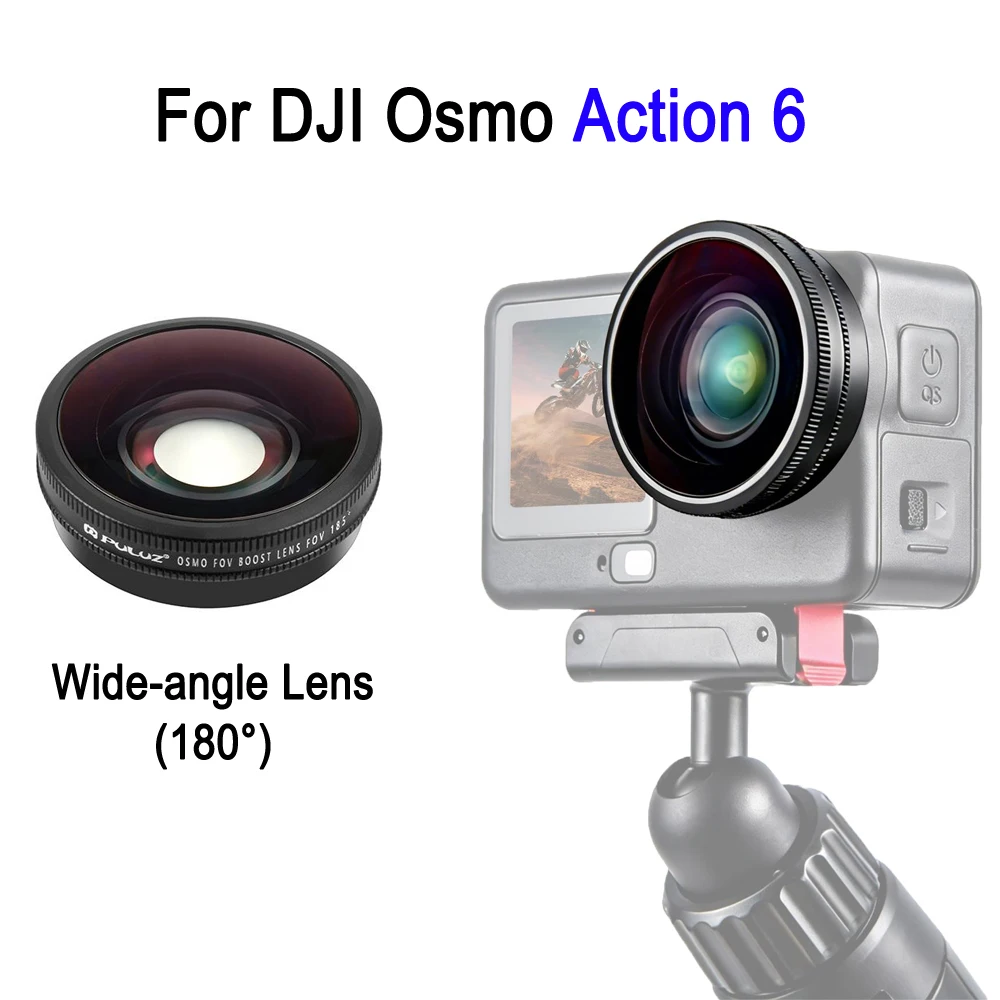 

PULUZ Ультраширокоугольный объектив 185 градусов для камеры DJI Osmo Action 6, аксессуар для увеличения угола обзора