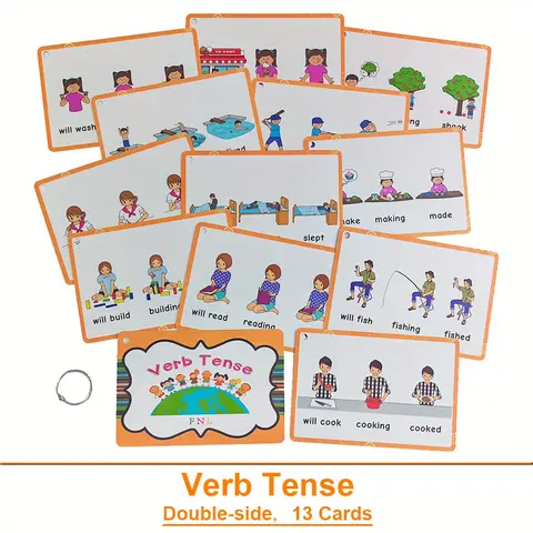 Verb Tense Learning Flashcards English Teaching Aids Grammar and Vocabulary Building for Beginner Homeschool Supplies