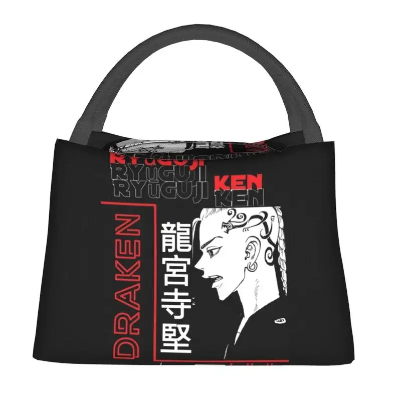 Draken Tokyo Revengers Insulated Lunch Bags for Women Portable Japanese Anime Manga Thermal Cooler Bento Box Camping Travel