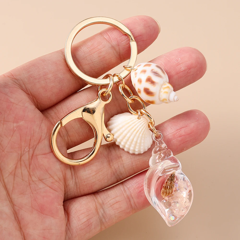 Aihua Bunter Bohemian-Stil Niedlicher Muschel-Schlüsselanhänger für Männer und Frauen, Handtaschenanhänger, DIY-Schmuck für Sommer, Strand und Urlaub, Geschenk – Detail 2