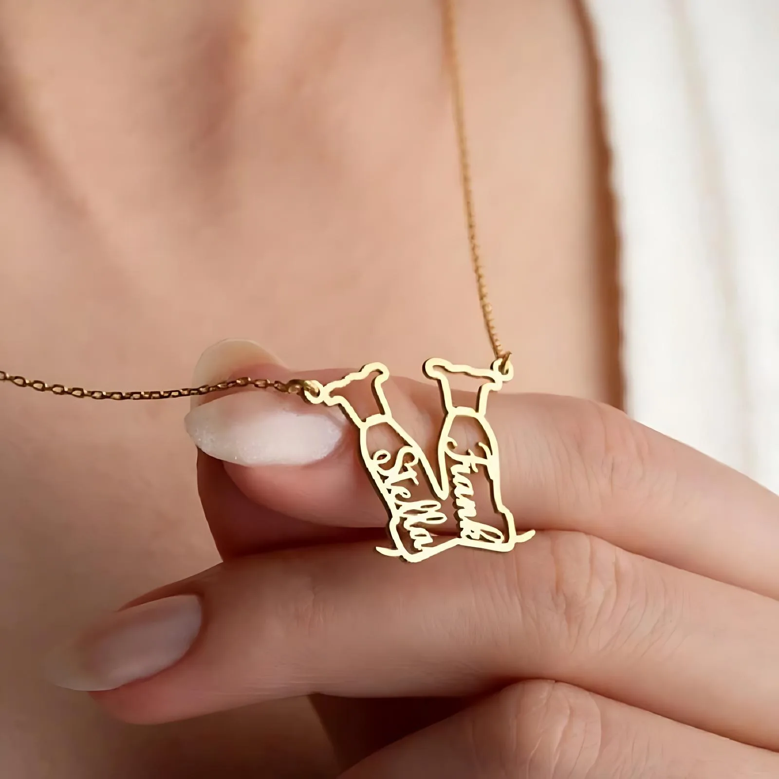 

Custom Name Necklace for Women Personalized Stainless Steel Men Pet Dog Pendant 18K Gold Plated Family Jewelry Party Gift