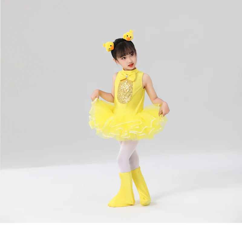 Traje de danza contemporánea para niños, pollo, pato, Animal, Ropa de baile de Jazz moderna para niñas, traje de actuación para niños
