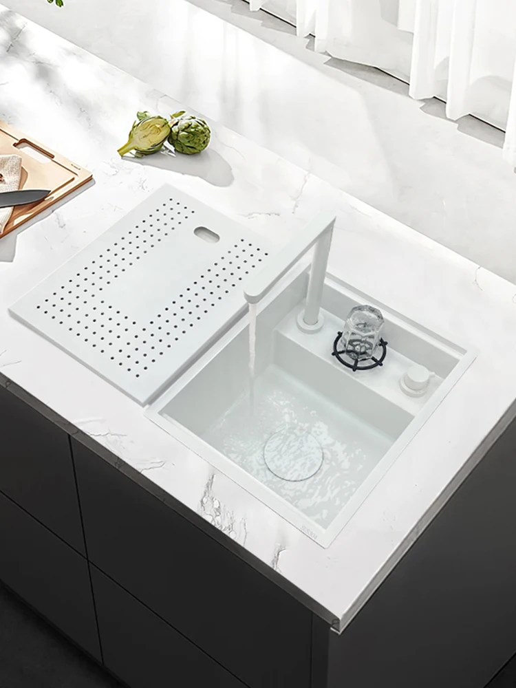 

Kitchen Sink Hidden Embedded Home Bar Cabinet Single Bowl Cup Washer Filter Folding Faucet Washing Basin Stainless Steel