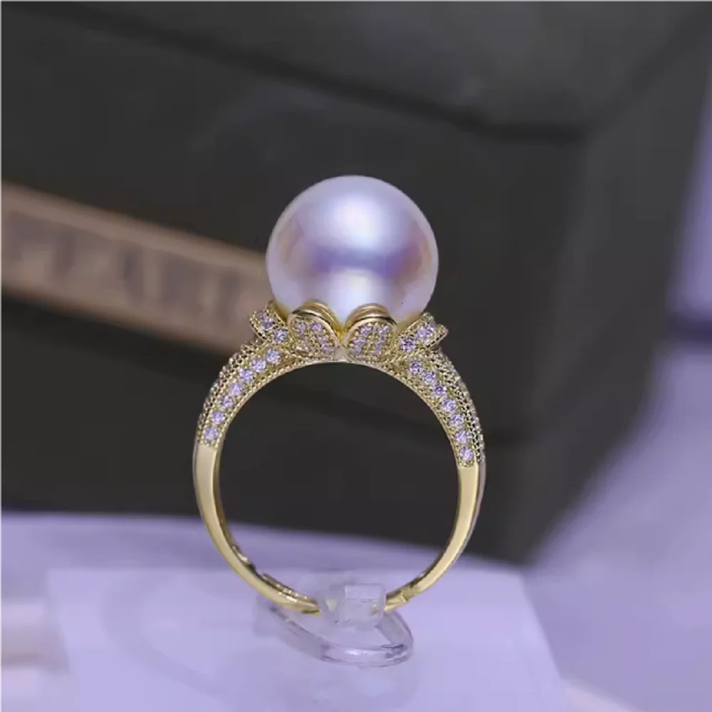 

Exquisite South Sea Round Pearl Ring AAA11-12mm Pearl Open Ring 925S