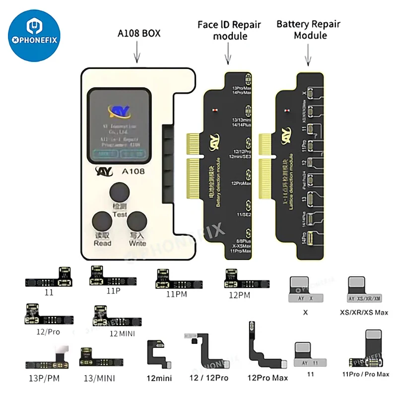 Cable flexible de batería de repuesto para programador A108, sin soldadura para Iphone 11, 12, 13, 14, advertencia de salud de la batería, eliminación de detección de batería