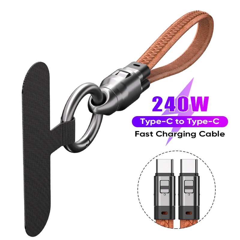 

240W Mobile Charging Cable Wrist Strap Charging Cable Type-C to USB-C 5A Fast Charging Suitable for Huawei Samsung iPhone Xiaomi