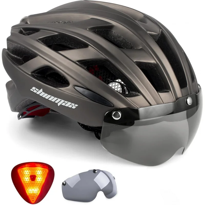 

Shinmax Men's Bicycle Helmet, Magnetic Goggles & LED, Helmet Cycling MTB, Road Bike Accessories, Adjustable Size