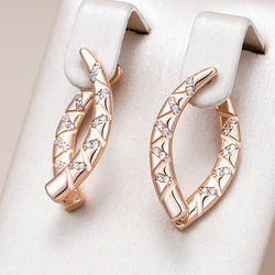 Kinel Hot 585 Rose Gold Color V Shape Drop Earrings For Women Girl Fashion Natural Zircon Accessories High Quality Daily Jewelry
