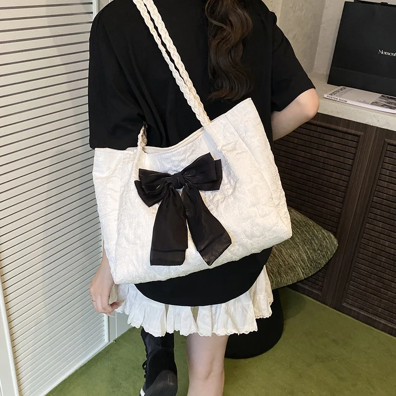 

New French Tote Bag Women's Bow Underarm Bag Gentle Wind Large Capacity Shoulder Commuting