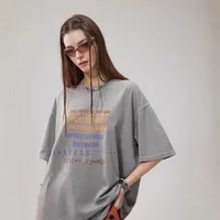 Mr. Song X CP American Retro Campus Style Cotton Washed Short Sleeve INS Trendy Brand T-Shirt Men Women Couple Model T12
