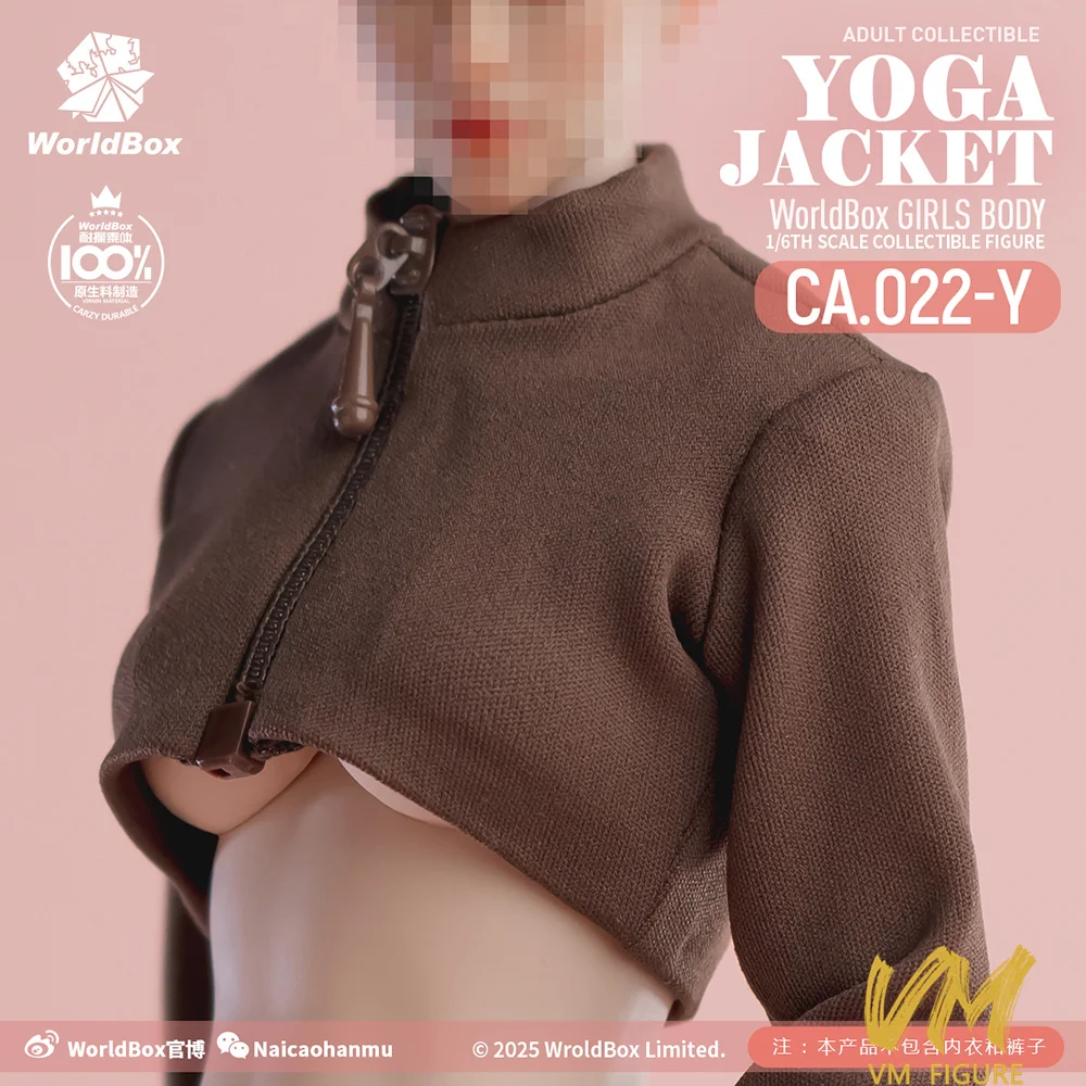 1/6 Worldbox CA022 امرأة موضة اليوغا سترة قصيرة سستة ملابس علوية نموذج صالح 12 ''أنثى الجندي عمل الشكل دمى الجسم لعبة #1