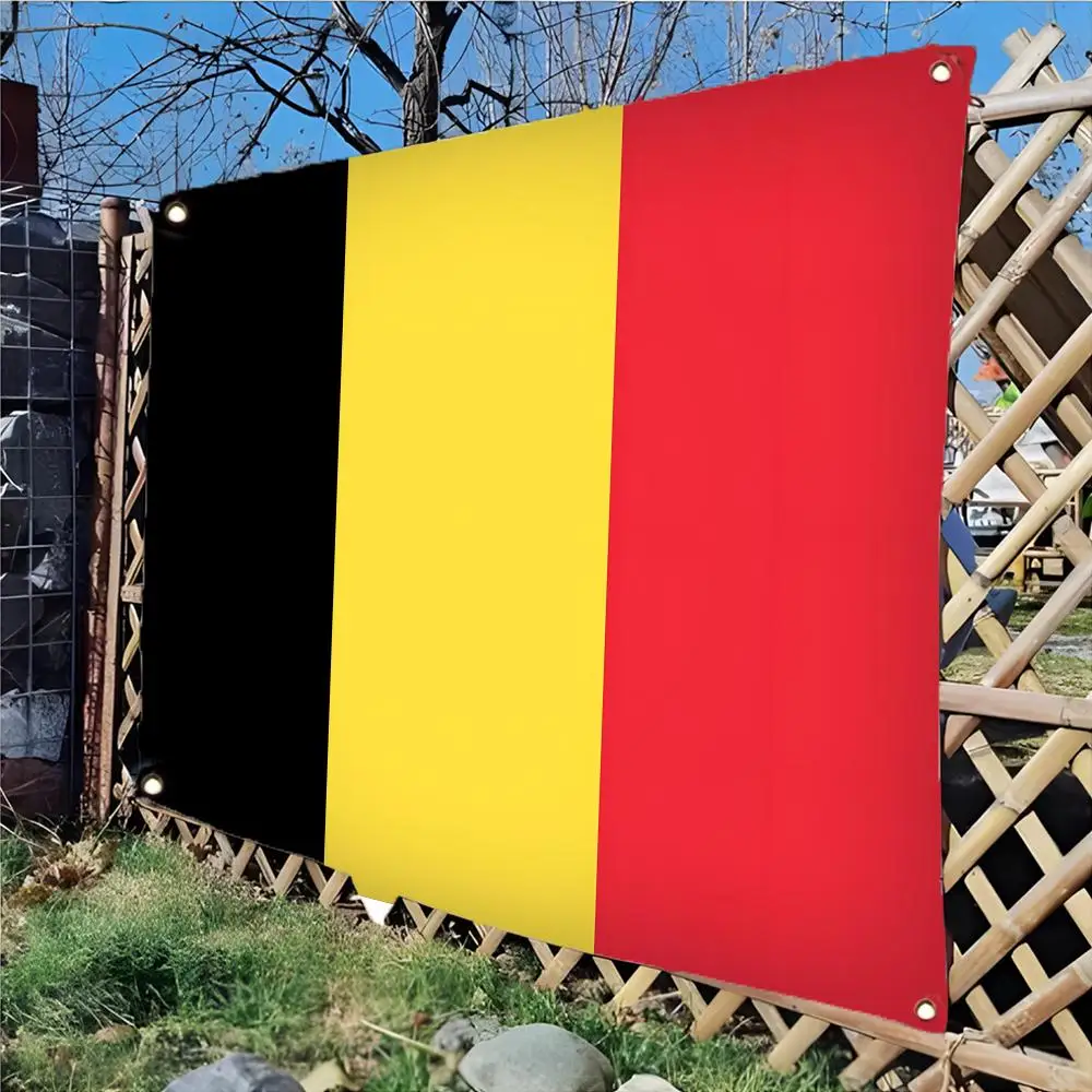 Flag of Belgium Flags Daily four ring borderless design indoor outdoor decor easy hang install
