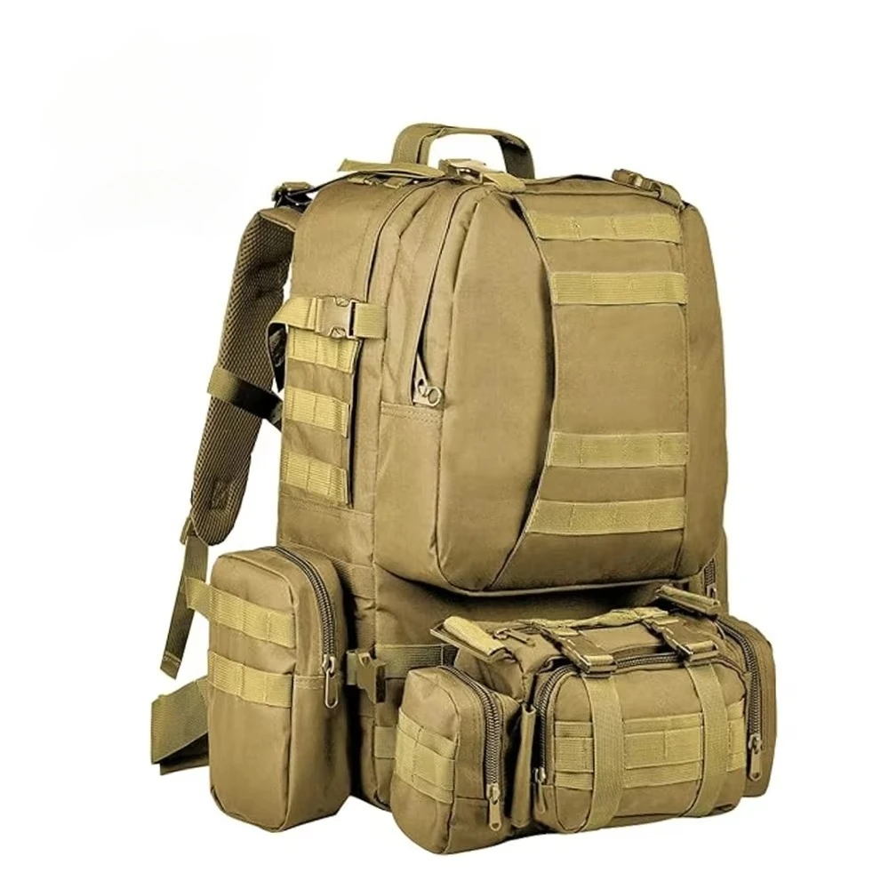 Tactical Backpack Outdoor Camouflage Backpack 60L Large Assault Bag Detachable 4-in-1 Trekking Backpack