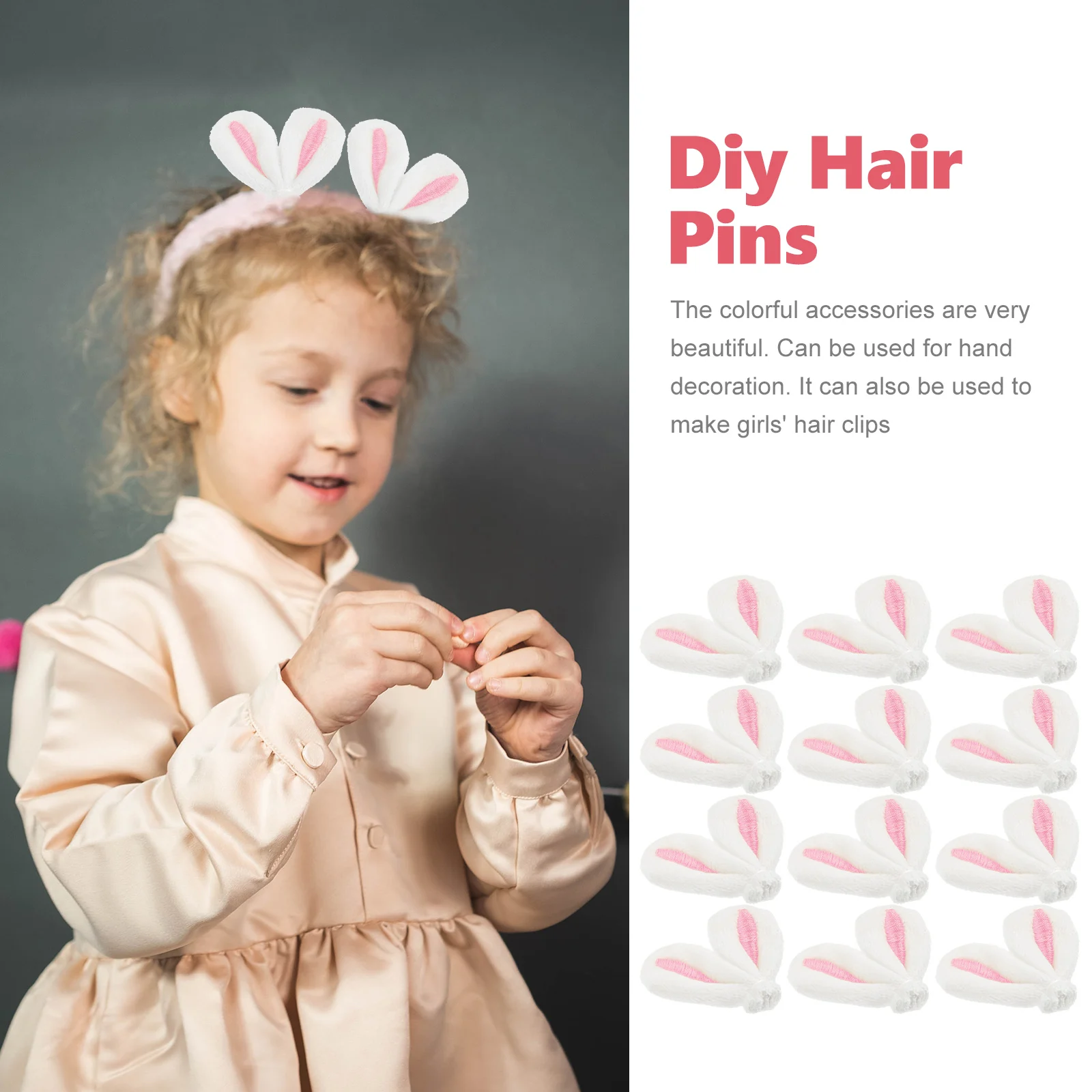 

20pcs Rabbit Accessories Pink DIY Hair Hair Accessories For Women Clips Decor Bunny Embellishments Women Easter