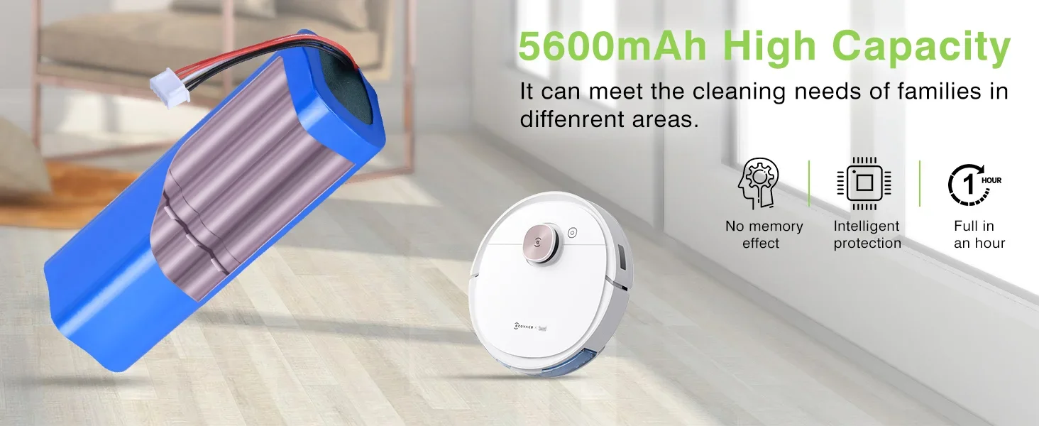 

Premium Original 14.4V 6800mAh Li-ion Battery for Ecovacs Deebot Ozmo T8 T8+ DLX11-54 Vacuum Robot