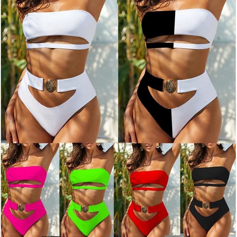 การค้าต่างประเทศโลหะผู้หญิงชุดว่ายน้ํา Bandeau Bandage บิกินี่ Bikini2043