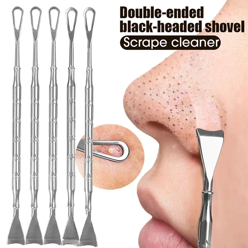 Double-ended Rounded and Ultra-thin Blackhead Remover Shovel Facial Cleaning Black Dots Pimple Comedone Extractor Skin Care Tool