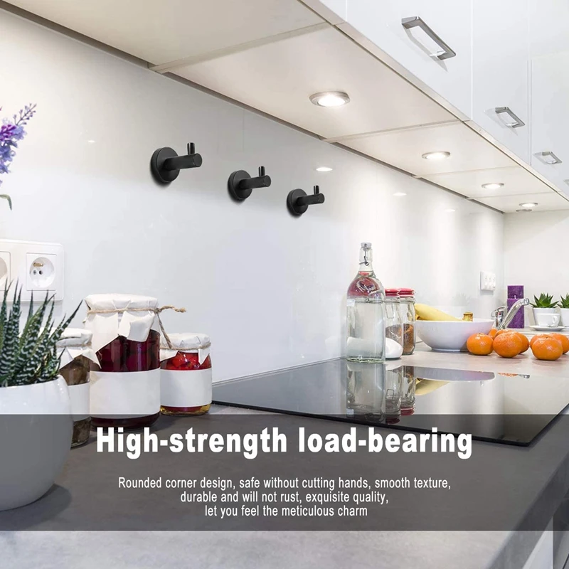 Towel Hook, Bathroom Towel Hooks, Black Coat Hooks, Bathroom Hardware Accessories, Matte Towel/Closet Hook, 2 Pieces