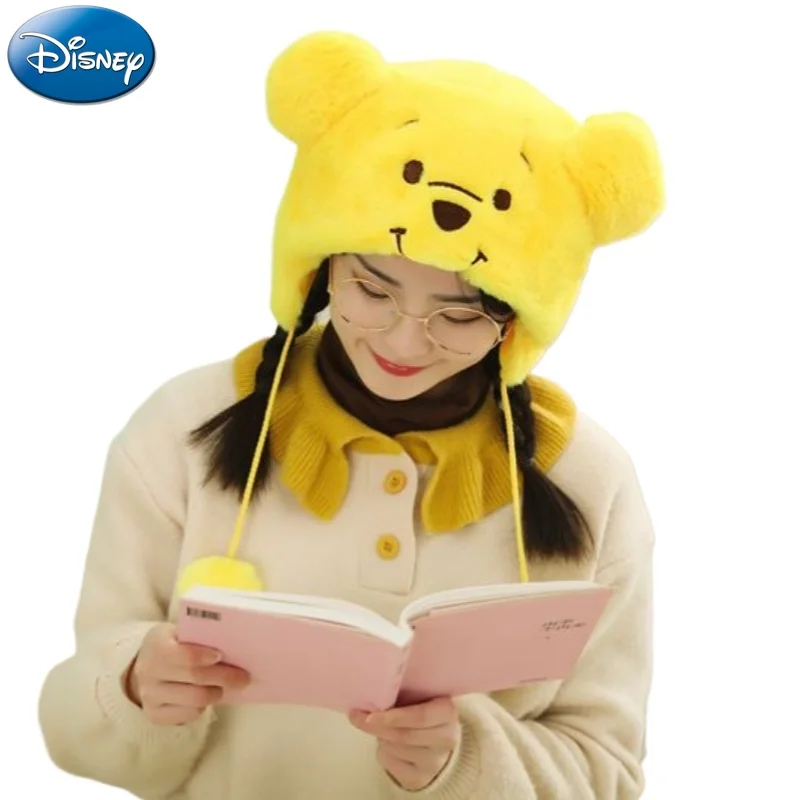 Disney Stitch Winnie the Pooh hat Winter plush thick ear protection hat cute cartoon antivento winter warm cap per bambini adulti