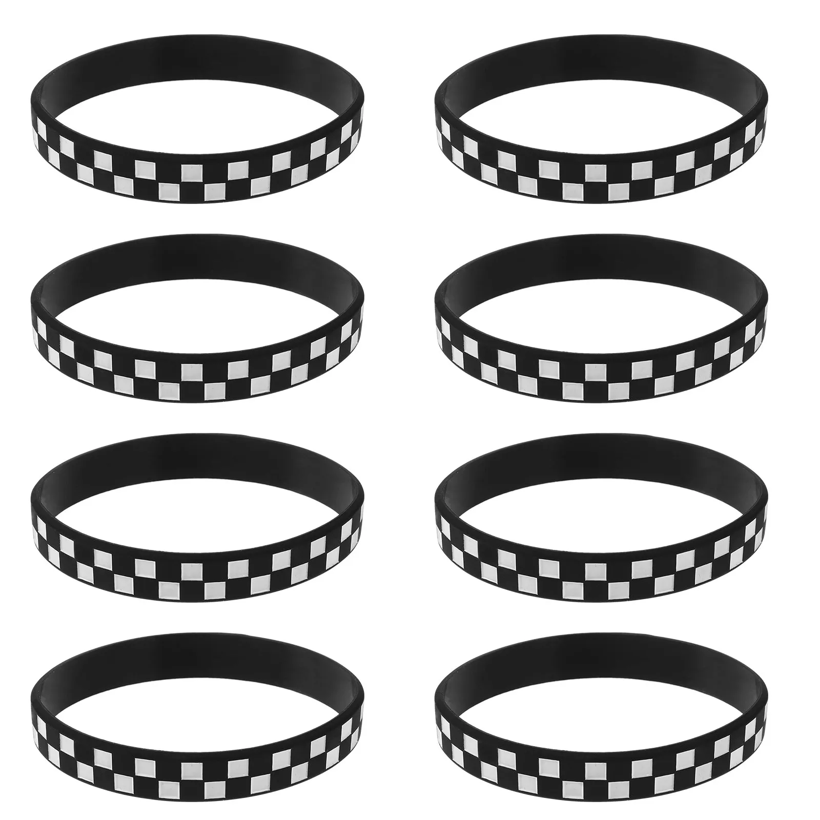 12Pcs Silicone Checkered Wristbands Racing Theme Sports Bracelets Party Event Supplies Racing Car Wristbands Checkered Wristband