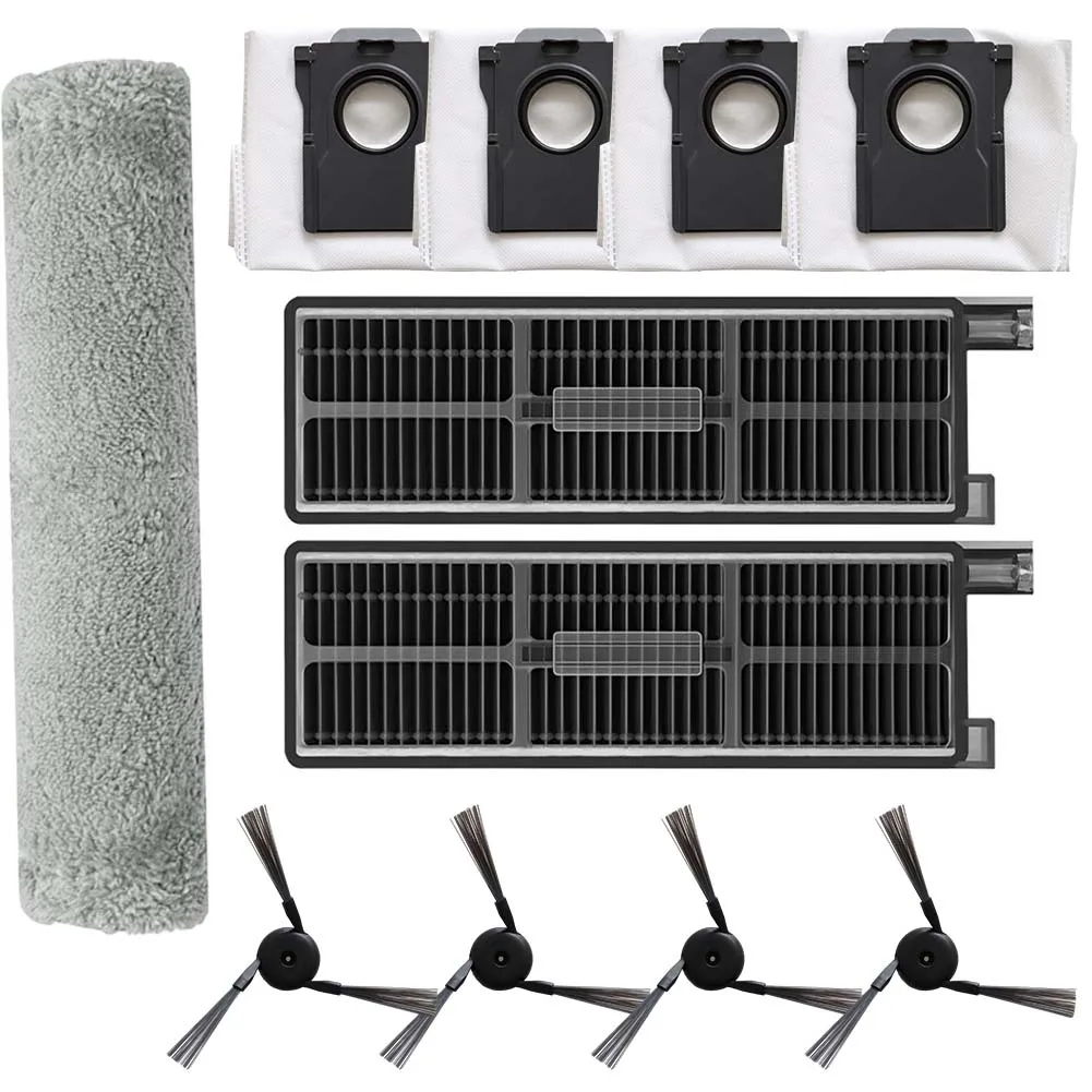 Filter Mop Cloth Dust Bag Side Brush Kit Compatible with For Mova Z5 Z5 Pro Z50 Ultra Z50 for Reliable and Deep Cleaning