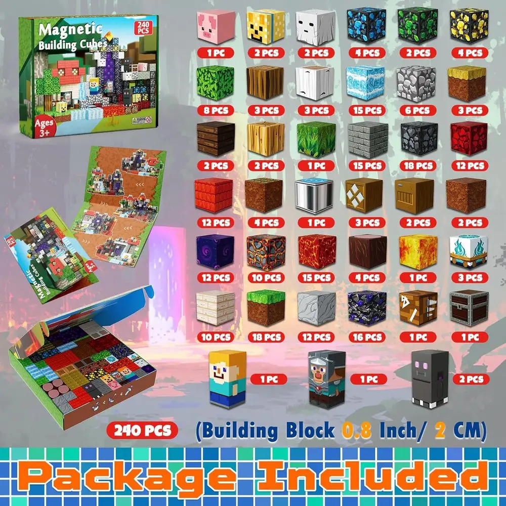 Magnetisches Bausteine-Set für Kinder von 4–8 Jahren, STEM-Spielzeug für Jungen und Mädchen, ideales Geschenk für Kinder im Alter von 3–12 Jahren