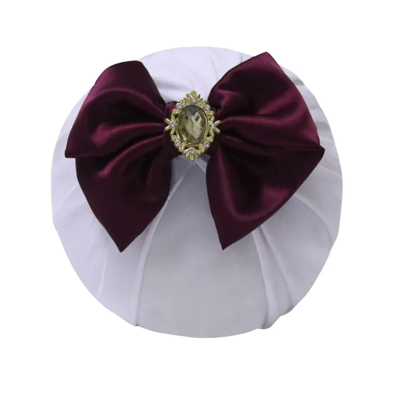 1PCS Shining Rhinestone Satin Bows Infant Hats Fashion Handmade Bowknot Baby Girls Caps Kids Accessories Photography Props