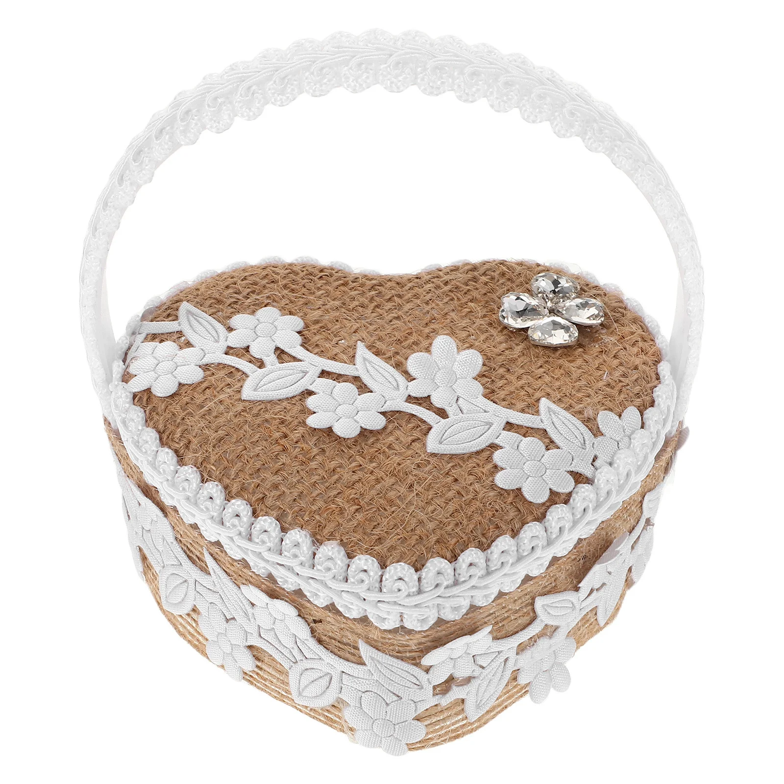 

Wedding Ring Box Holder Heart Shaped Ring Pillow For Ceremony Small Jewelry Storage Box Vintage Flower Basket Proposal Keepsake