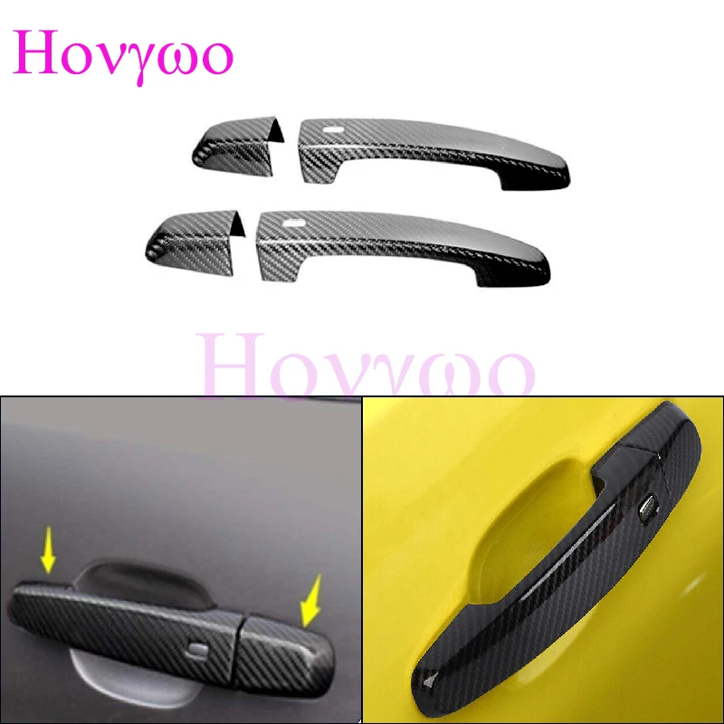 

4Pcs/Set Real Carbon Fiber Exterior Front Door Handle Cover Trim Decor Smart Hole Fit for Chevrolet Camaro 2016-2020