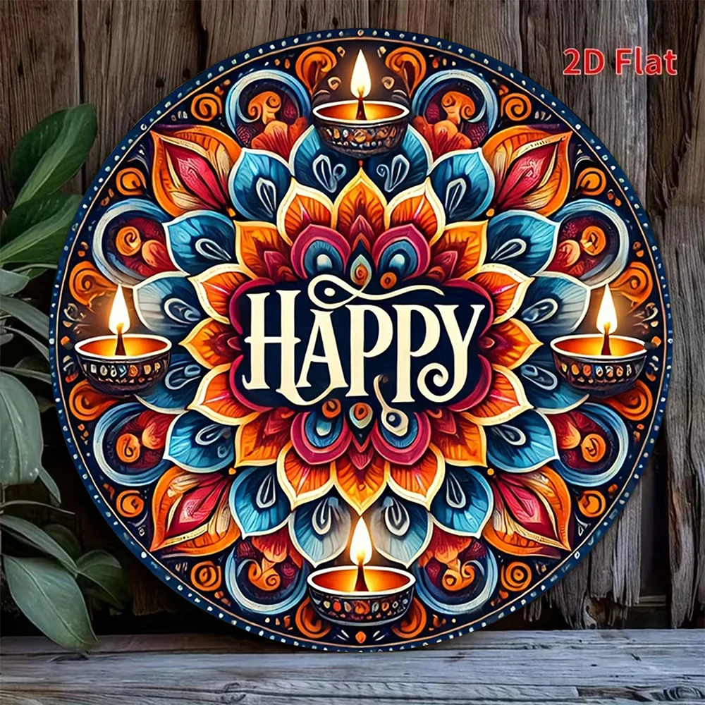 CIFBUY Vintage Diwali Hanukkah Mandala Aluminum Wall Art Waterproof Durable Decor for Living Room Bedroom Home Office