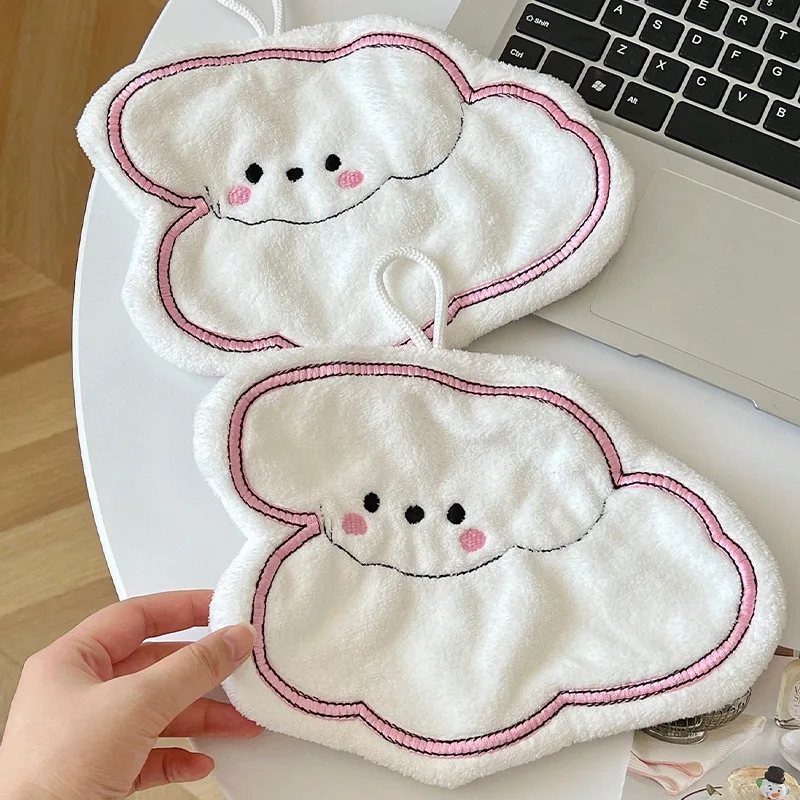 

Kawaii Dog Hand Towels Double-thickness Kitchen Towel Quick Dry Wipe Water Towel Bathroom Hanging Quick-drying Cleaning Cloth