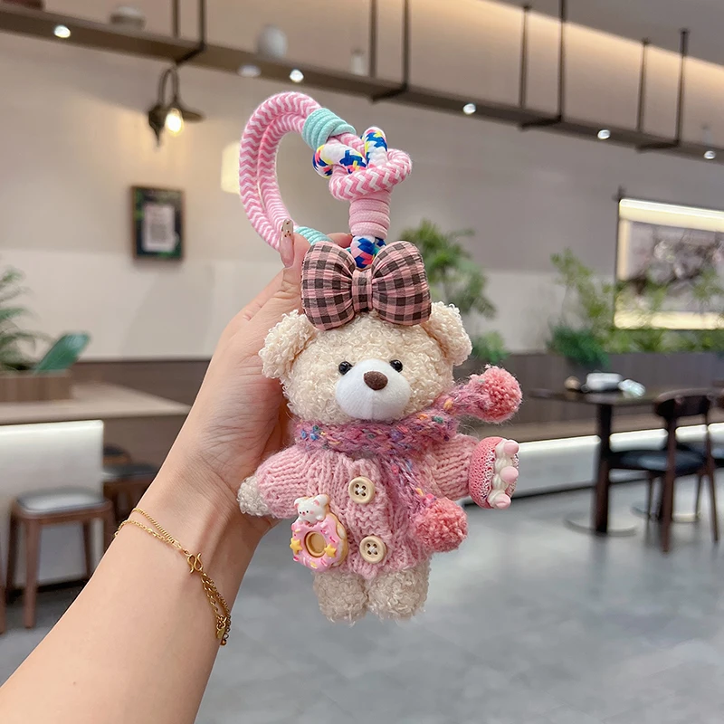 Cute Sweater, Teddy Bear Keychain, Creative Cartoon Bow, Couple Style Bag Decoration, Fashionable Car Keychain Gift