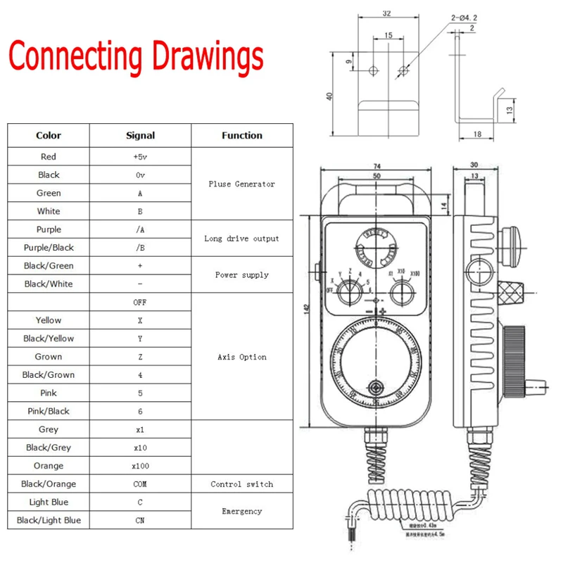 4 Axis CNC MPG Handwheel Pendant | 5V Manual Pulse Generator with Emergency Stop for Milling Machine