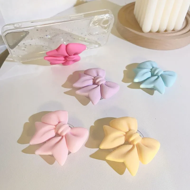 

Простой цвет макарон с бантом Smart Tok, универсальный держатель для телефона, корейский кронштейн для телефона для девочек, GripTok, подставка, розетка, ленивый кронштейн