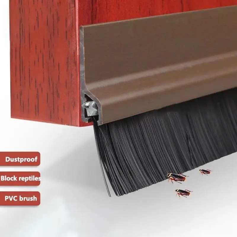 Door Bottom Seal Brush Door Seal Dust Proof Anti- Safe PVC Sealing Strip Self-Adhesive  Filling Sealing Strips