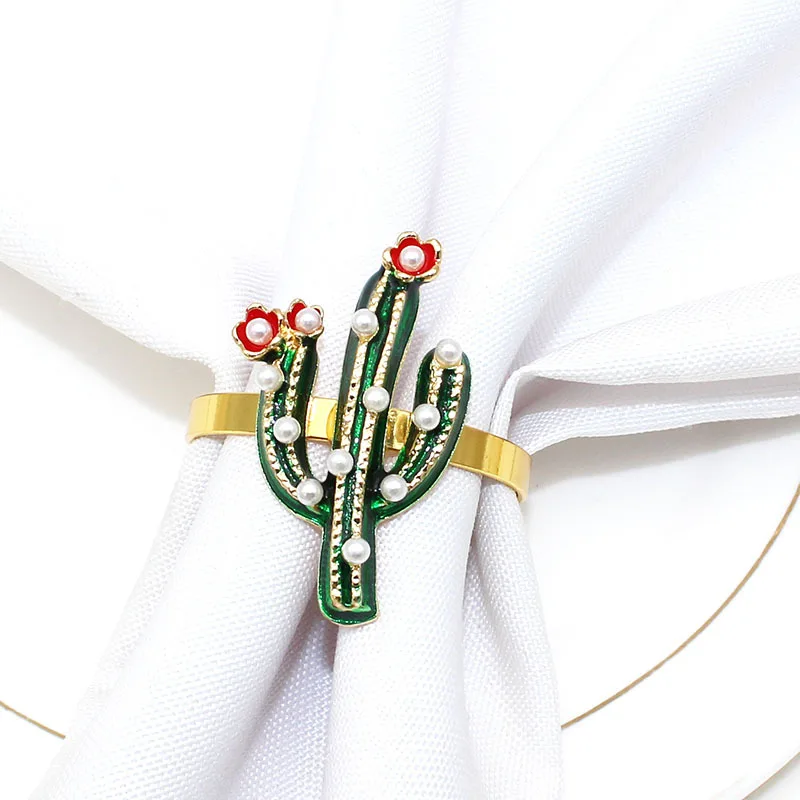 2pcs/lot New Style Cactus Napkin Ring Green Plant Napkin Buckle Cloth Ring Wedding Banquet Table Decoration